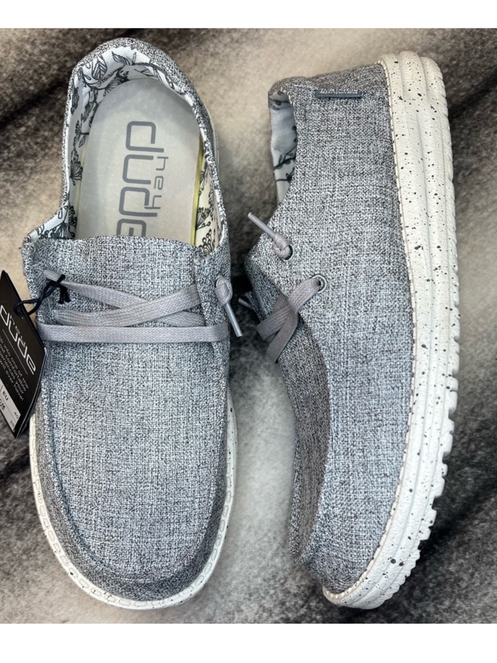 Hey Dude Wendy Linen Iron Grey Slip On Loafer Flats